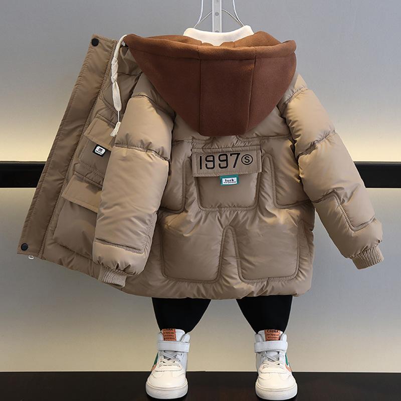 子供服 アウター 男の子 中綿入りジャケット 防寒着 冬 厚手 ポリエステル 高襟 カ...