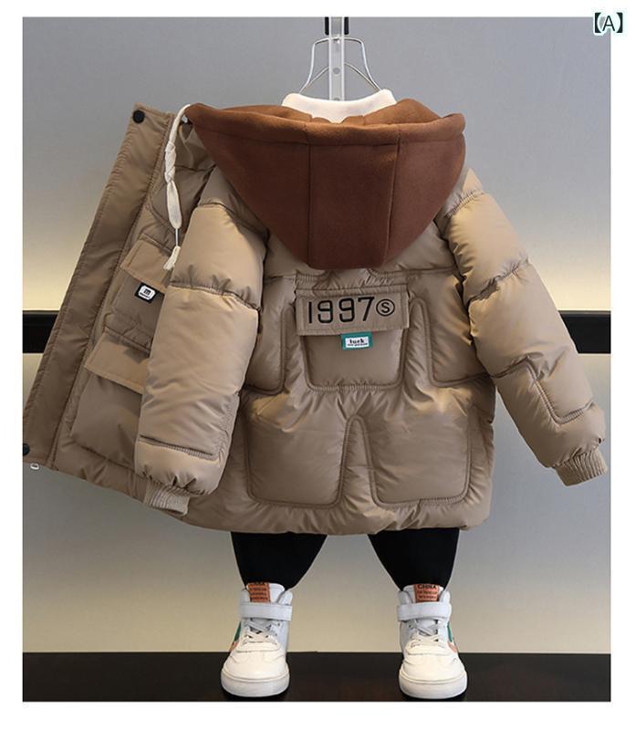 子供服 アウター 男の子 中綿入りジャケット 防寒着 冬 厚手 ポリエステル 高襟 カ...