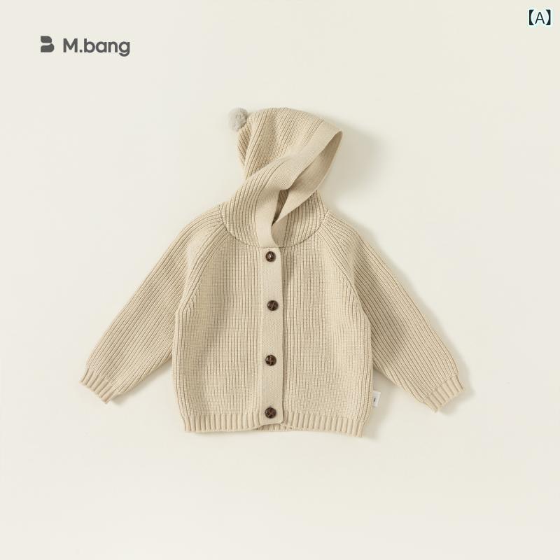 子供服 ニット カーディガン 男女兼用 ベビー服 フード付き アウター 幼児 長袖 普...