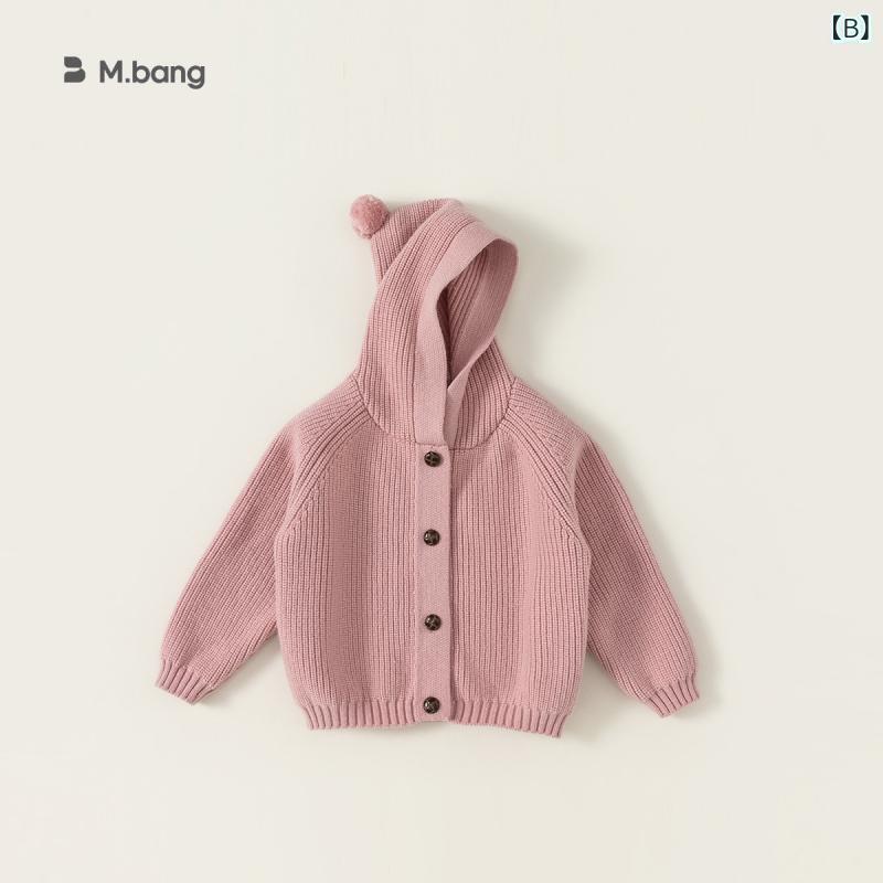 子供服 ニット カーディガン 男女兼用 ベビー服 フード付き アウター 幼児 長袖 普...