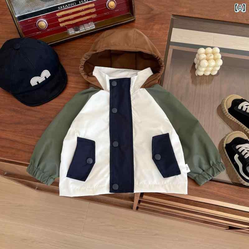子供服 ジャケット 春秋 男の子 ベビー 配色 パーカー ジャンパー おしゃれ かわいい 普段使い お出かけ 70 80 90 100