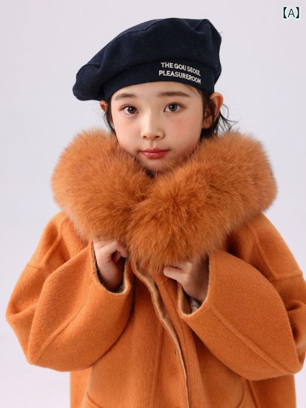 子供服 ウールコート 女の子 中綿入り ロングコート 中綿コート フォックスファー...