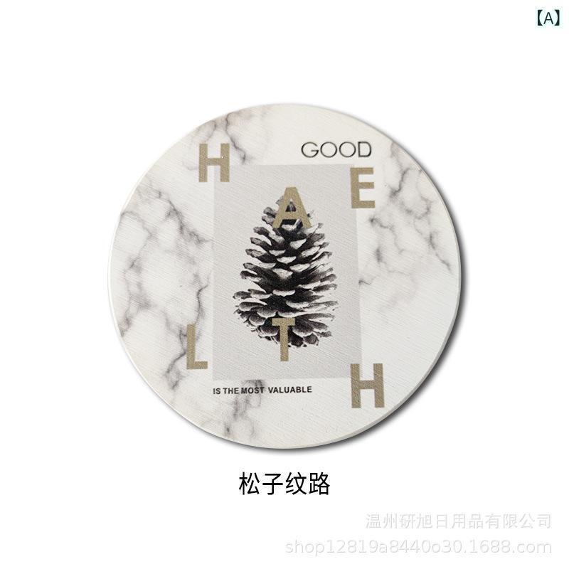 鍋敷き 硅藻土 防滑 吸水 速乾 堅固 キッチン レストラン ラウンド 松子紋路 森林 花仙兔 花環兔 緑植 ..