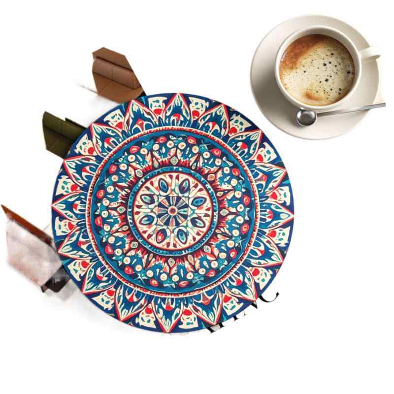 コースター 北欧風 吸水 断熱 防烫 防滑 円形 青色 欧式 ヨーロピアン クラシック レッド ブルー