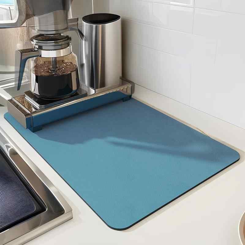 キッチン 珪藻土 ドライングマット 食器 水切りマット 速乾 吸水 耐汚 プレースマット コースター 深灰 紺 白 緑