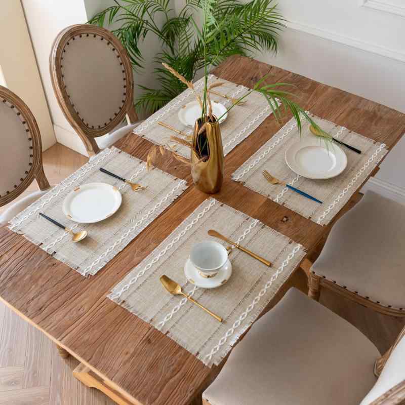 テーブルマット ランチョンマット 布製 プレースマット テーブルクロス 食卓マット 編み込み パッチワ..