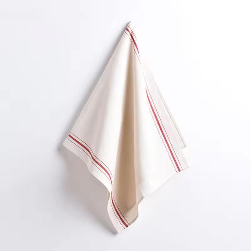 キッチンタオル コットン 無染色 ランチョンマット プレースマット 鍋敷き ふきん 食器拭き 吸水 速乾 レッド 44x94cm