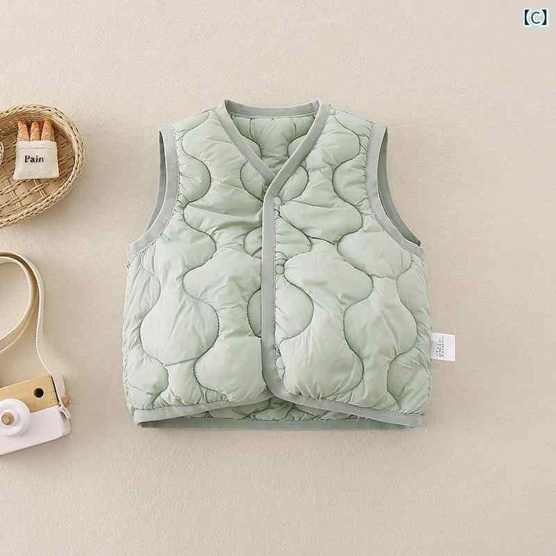 ベビー服 マタニティ ベビー用 ベスト 秋冬 男の子 女の子 子供 幼児 中綿 あったか 防寒着 乳白色 ピンク系 グリーン系 73cm 80cm 90cm 100cm 110cm かわいい 韓国風