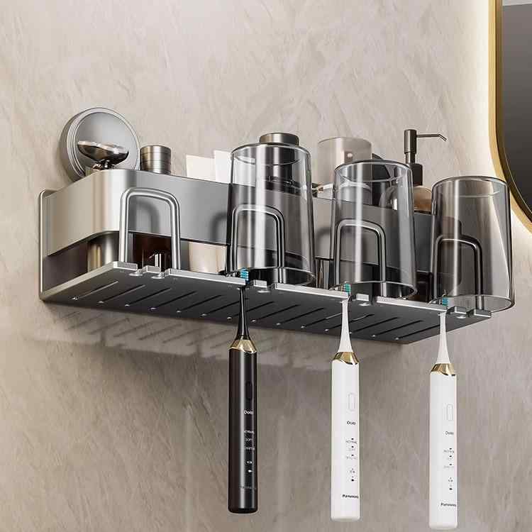 歯ブラシホルダー 壁掛け式 サクションカップ式 洗面所 収納ラック 歯磨きコップス...