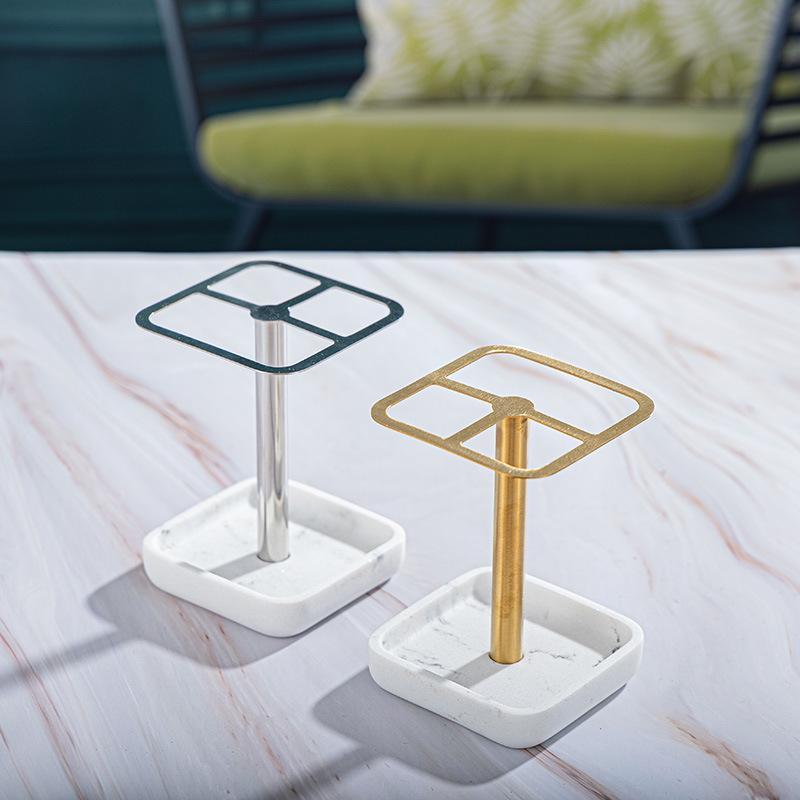 歯ブラシスタンド 大理石柄ベース ゴールドカラー ステンレス製 歯ブラシホルダー シェーバーホルダー ..