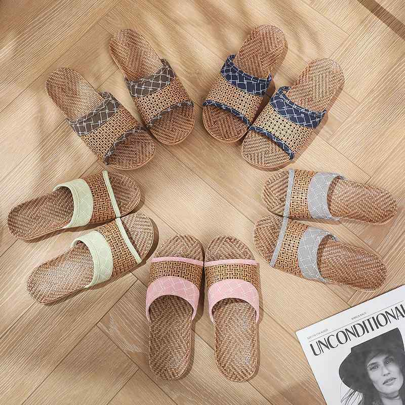 サンダル レディース メンズ ルームシューズ 籐草 スリッパ ペア 室内履き 薄型 通気性 EVA 春夏 高齢..