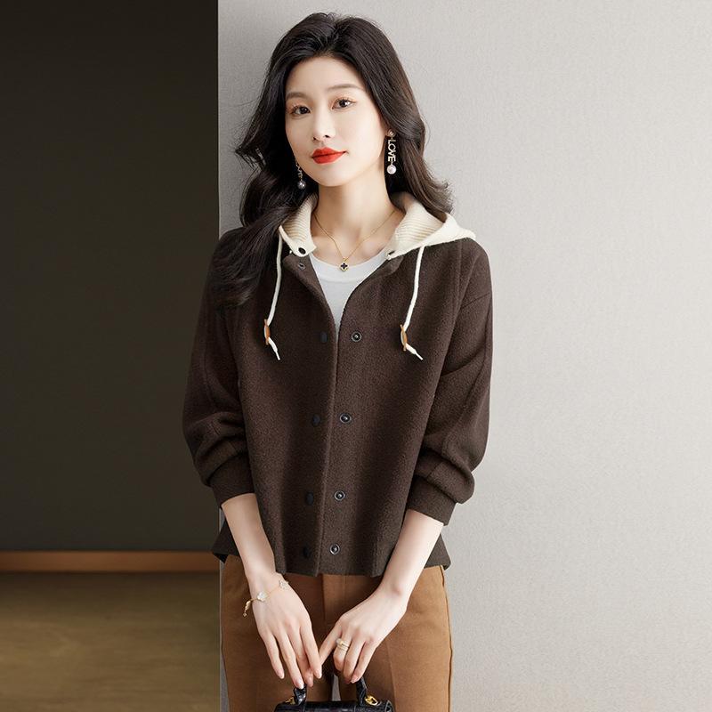 Other Jackets Jumpers - ジャケット レディース 春秋 ブルゾン 配色 ニット ショート丈 パーカー 長袖 カジュアル スポーティー