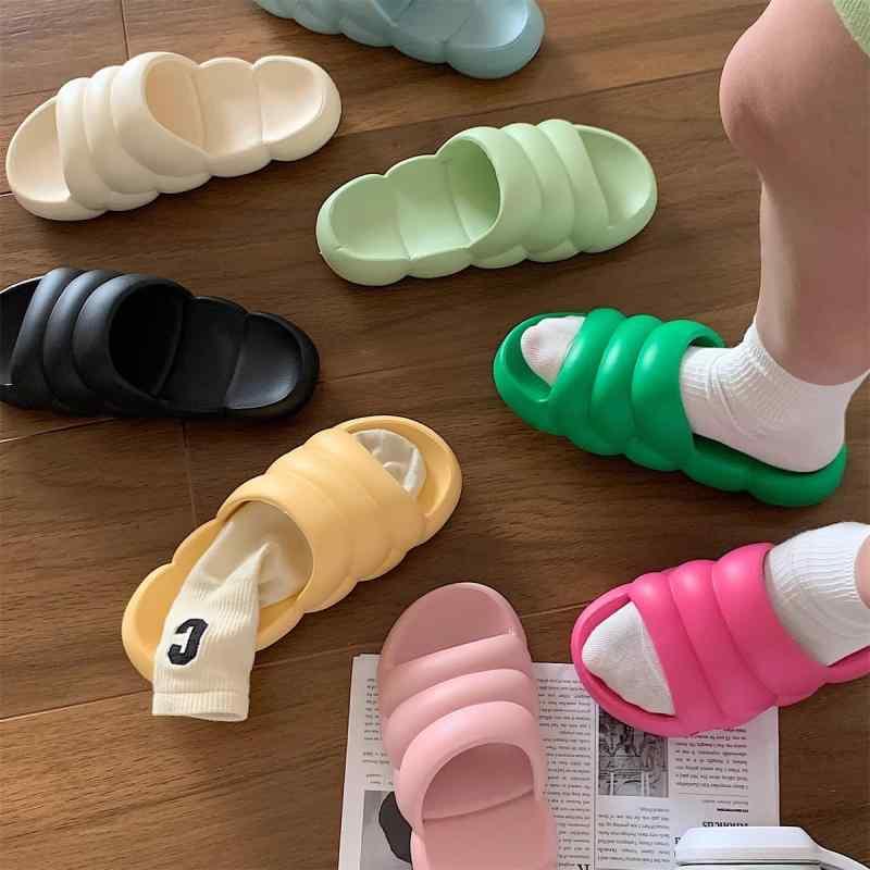 サンダル レディース メンズ 厚底 EVA スリッパ ルームシューズ カップル 滑り止め バスサンダル 抗菌 マカロンカラー 室内履き ベランダ 普段使い