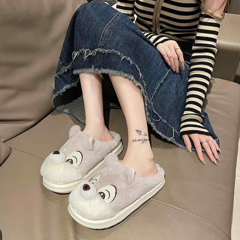 ルームシューズ レディース スリッパ かわいい カートゥーン リス 暖かい 滑り止め 厚底 ふわふわ もこ..