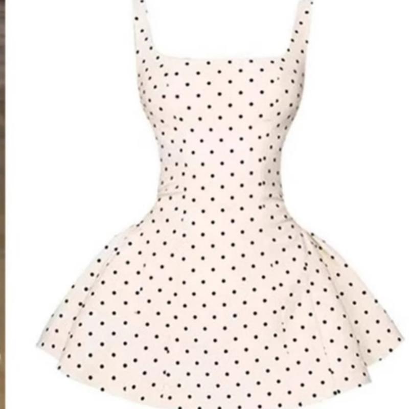 ワンピース レディース 波点 吊りスカート コットン 調整可能 ウエスト 短い 春夏 韓国風 かわいい ガーリー