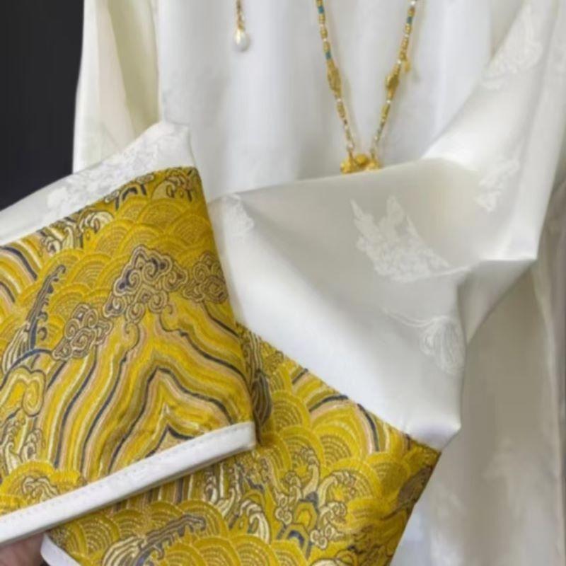 シャツ レディース 新中式 国風 トップス レトロ調 ラウンドネック ジャカード 長袖 ゆったり ポリエステル 花柄 ブラウス 通勤 花色