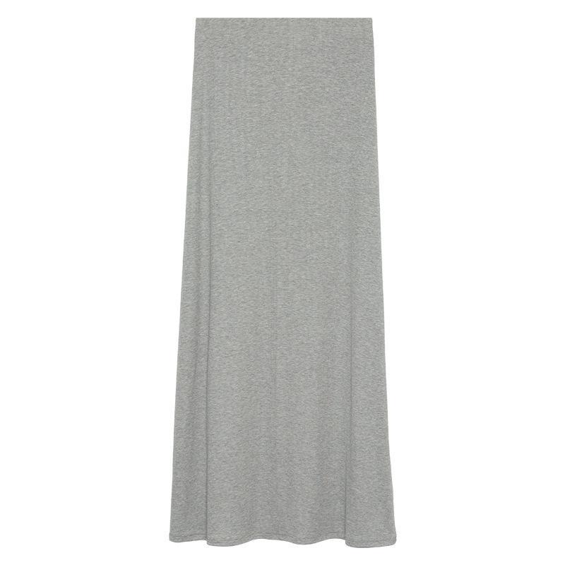 スカート レディース Aライン 春夏 ロング丈 モダール 無地 ハイウエスト カジュアル 韓国風 伸縮性 栗色 深い黒 浅いグレー