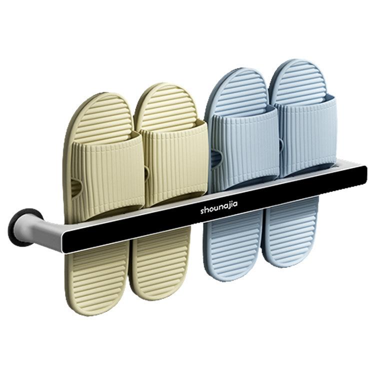 タオル掛け 浴室 壁掛け式 タオルハンガー スリッパ収納 洗面所収納 プラスチック製 省スペース グレー 28cm 47cm 69cm