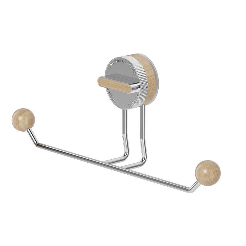 タオル掛け 吸盤固定 原木色 胡桃木色 ステンレス 洗面所 キッチン タオルハンガー フェイスタオル