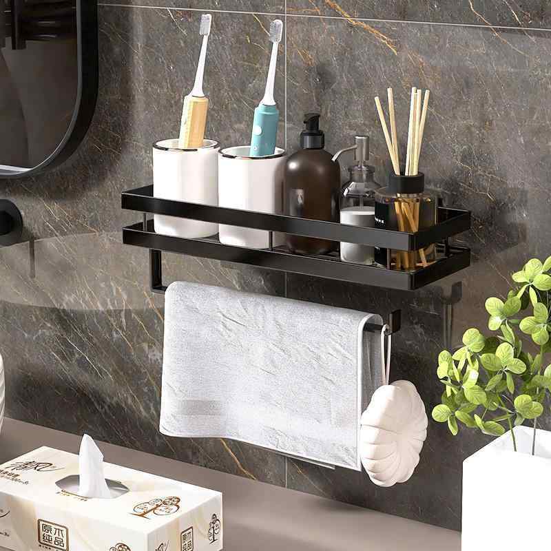 浴室 ラック 洗面台 鏡前 収納 棚 ステンレス 鉄 壁掛け バスケット タオル掛け 調味料 ストッカー 20K..