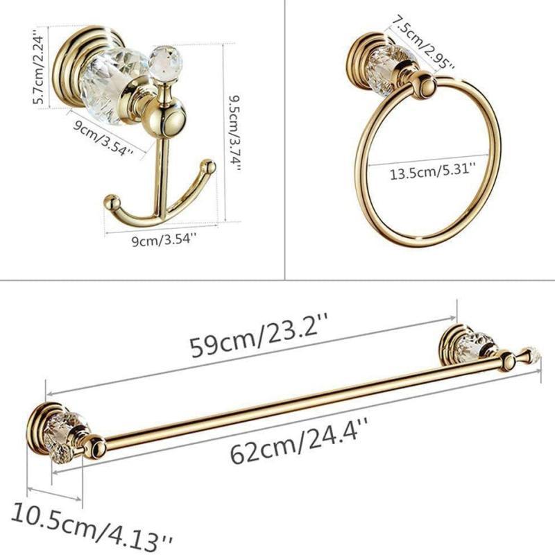タオルラック ヨーロピアン クリスタル 電気メッキ加工 ゴールド ステンレス 浴室 壁掛け 軽量