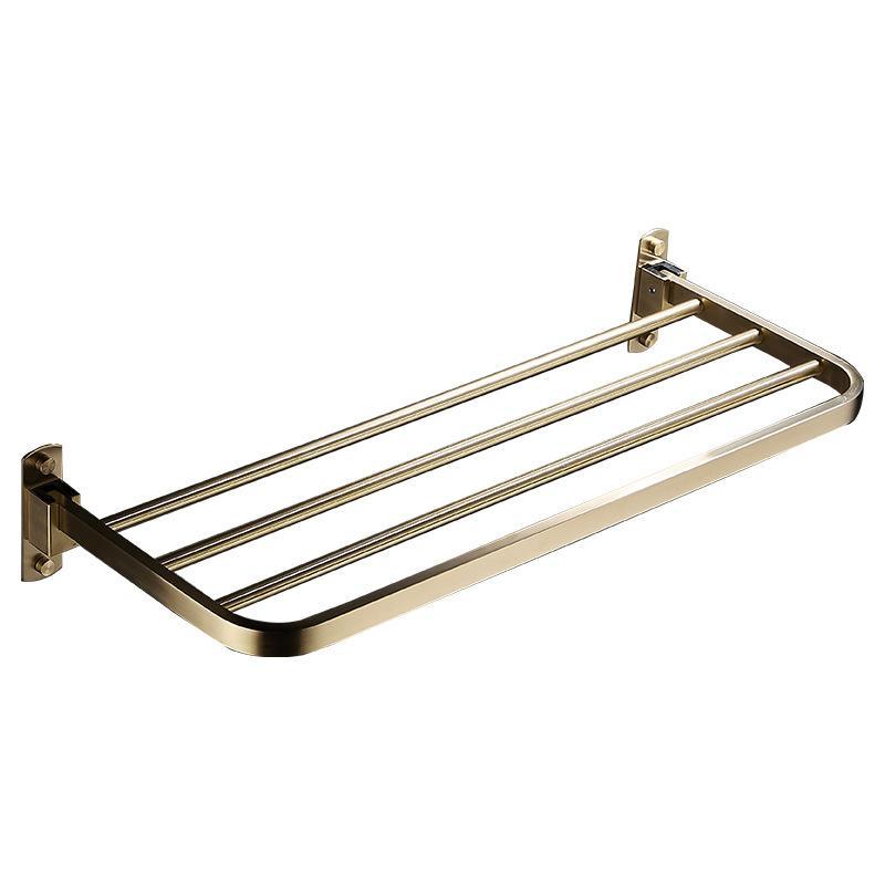 タオル掛け バスルーム用 棚付き 壁掛け ステンレス製 折りたたみ式 タオルバー ゴールドカラー 収納ラ..