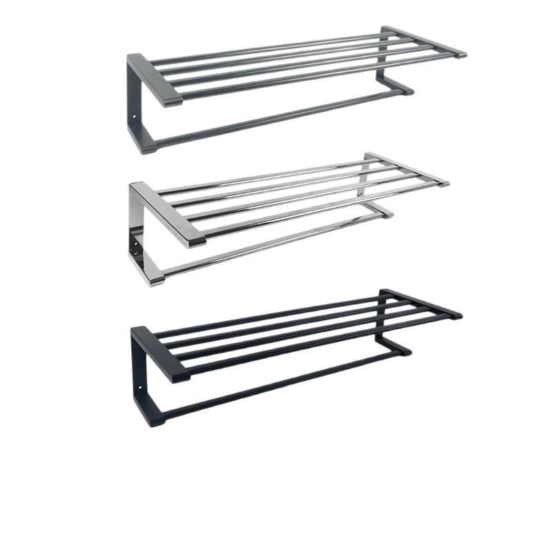 タオルラック ダブル バス タオル掛け ステンレス製 置物棚 トイレ 浴室 収納 水切り 通気性 衛生用品