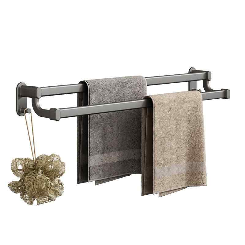 タオルラック ダブル タオルバー 洗面所 壁掛け棚 浴室収納棚 アルミ合金 北欧風 バスタオル掛け 酸化..