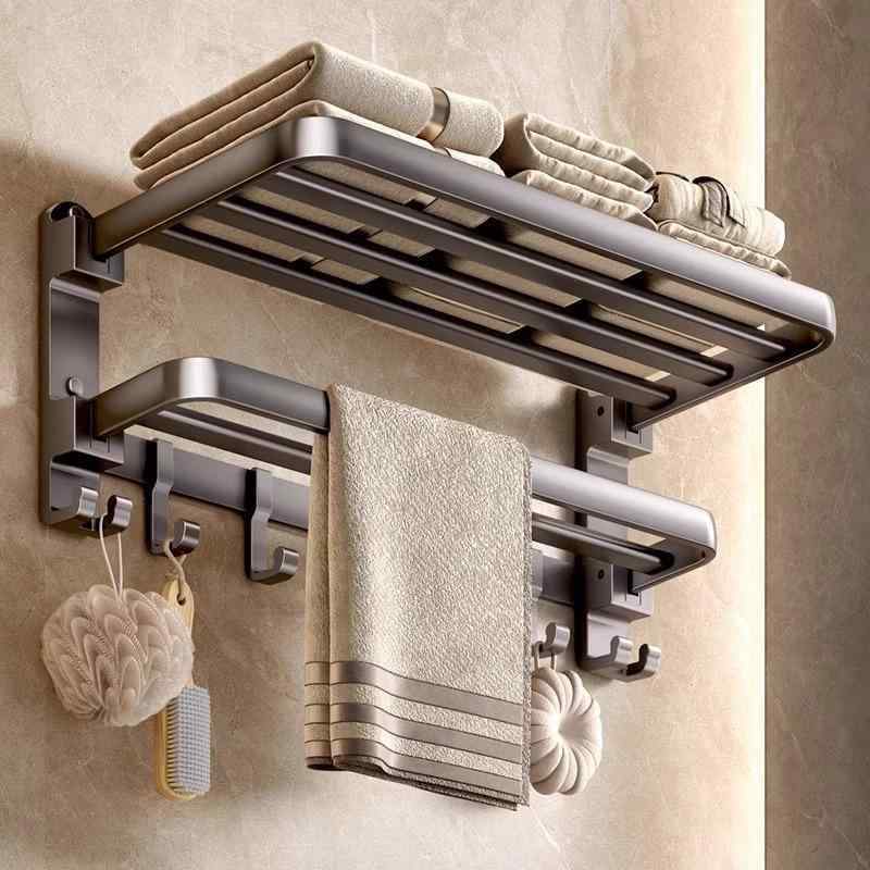 タオルラック 壁掛け式 浴室 洗面所 トイレ アルミ合金製 省スペース 多機能 収納棚 40cm 50cm 60cm ダ..