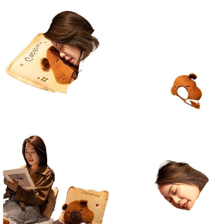 クッション 毛布 カピバラ ぬいぐるみ 2way 厚手 オフィス 昼寝枕 車用 かわいい ポリエステル