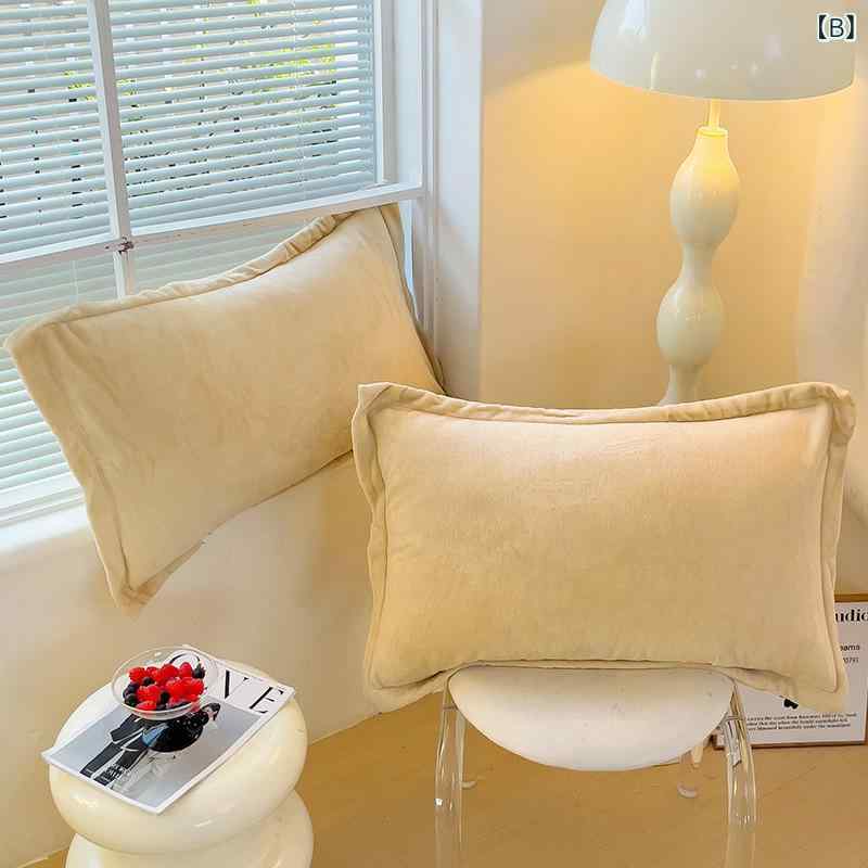 枕カバー ミルク ベルベット 暖かい 秋冬用 無地 イエロー系 ピンク系 グレー系 パープル系 48×74cm
