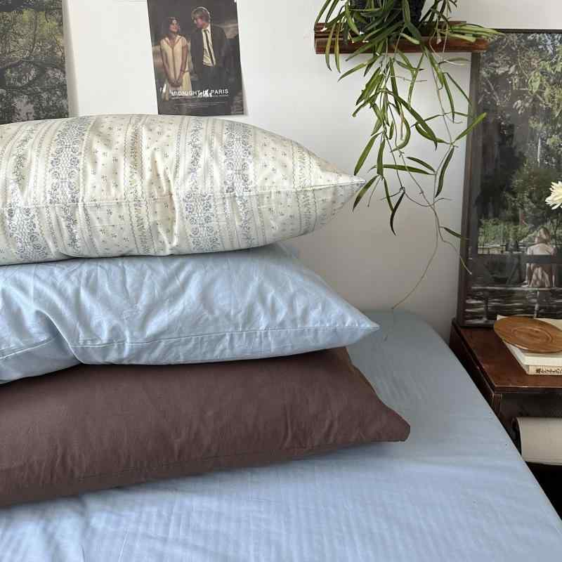 枕カバー 48×74cm 全綿100% コットン 寝室 無地 シンプル かわいい おしゃれ 白 ホワイト ピンク系 ブルー系 グリーン系