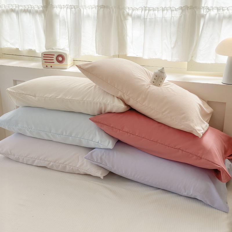 枕カバー ペア 水洗い綿 シングル 48×74cm 無地 寝具 イエロー 柔らかい 肌に優しい 快適 ヨーロッパ風