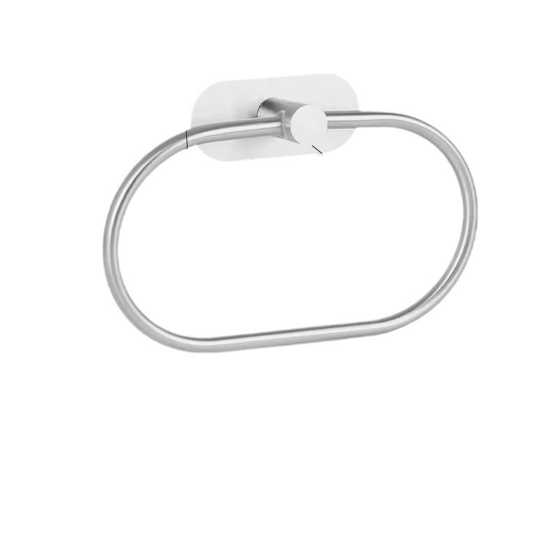 タオルリング 浴室用タオル掛け ステンレス製 壁掛け タオルハンガー 省スペース収納 ドリル不要 銀色 ..