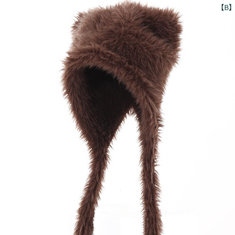 帽子 レディース 秋冬 小熊 耳 あて付き 防寒 暖かい かわいい ふわふわ もこもこ 韓国風 ベージュ ブラウン ブラック グレー ホワイト