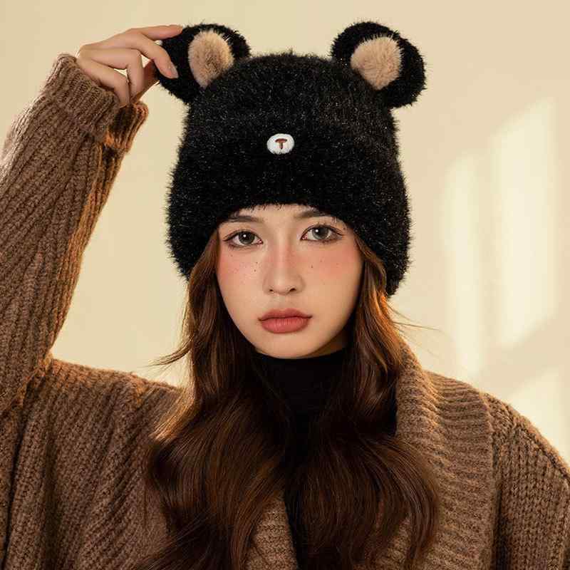 帽子 レディース ニット帽 冬 熊耳 かわいい 防寒 あったか 暖かい 立体 ベア おしゃれ 女性用 ミルキ..