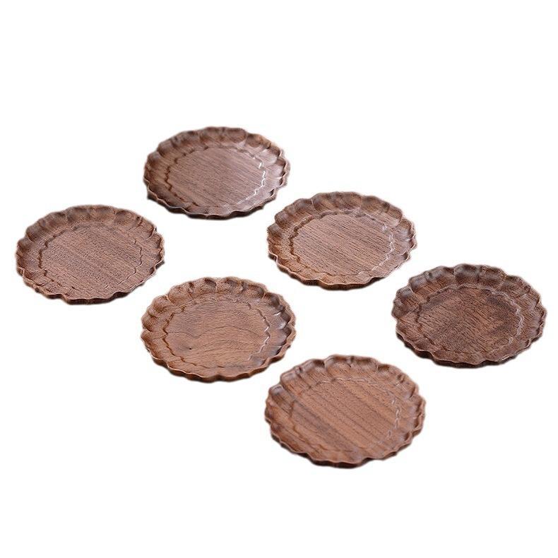 茶托 コースター 木製 ウッド 胡桃木 漆塗り 茶道 茶道具 カップマット 断熱 耐熱 おしゃれ レトロ 上品