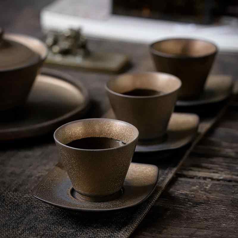 茶托 茶道具 陶瓷製 コースター 断熱 耐熱 円形 四角形 レトロ