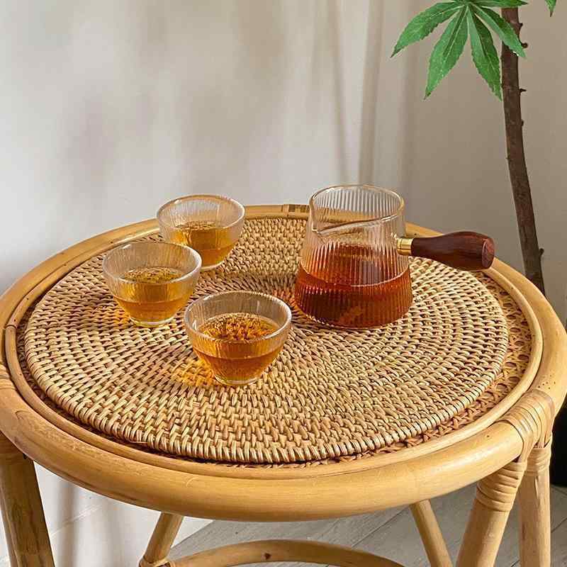 鍋敷き 籐編み 断熱 環境保護 コースター 茶道 アクセサリー 茶器 ランチョンマット 高級感 レストラン..