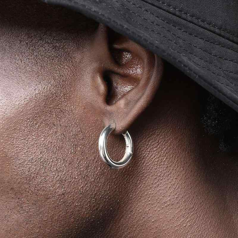 イヤリング S925 シルバー 光沢 プレーン リング イヤリング メンズ レディース ヒップホップ スタイル..