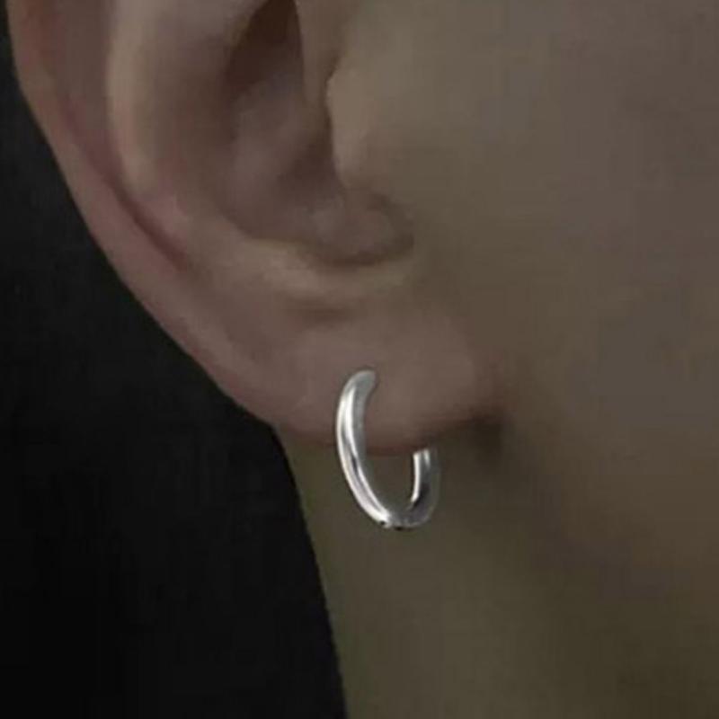 ピアス メンズ 男性用 ステンレス イヤーカフ リング フープピアス 幾何学模様 丸...
