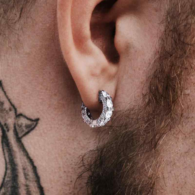 ピアス 男女兼用 幾何学模様 ジルコニア ヒップホップ ストリート 電気メッキ加工 個性派 アクセサリー