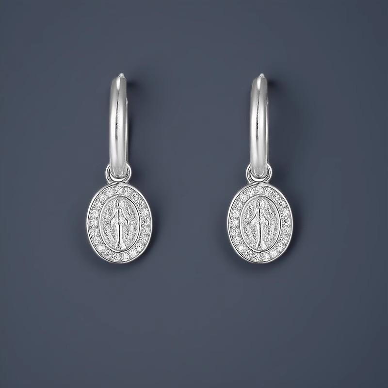 ピアス 男女兼用 S925 シルバー ジルコニア 楕円 ドロップピアス イヤリング ヒップホップスタイル 電..