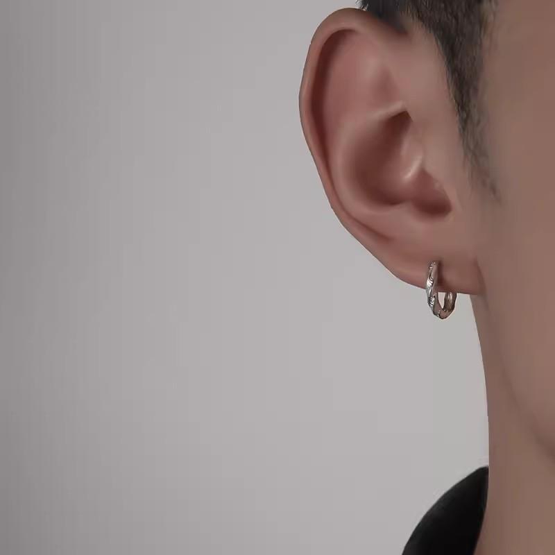 ピアス メンズ 男性用 シルバー925 幾何学 幾何学模様 リング 小さめ トレンド おしゃれ かっこいい クール 高級感