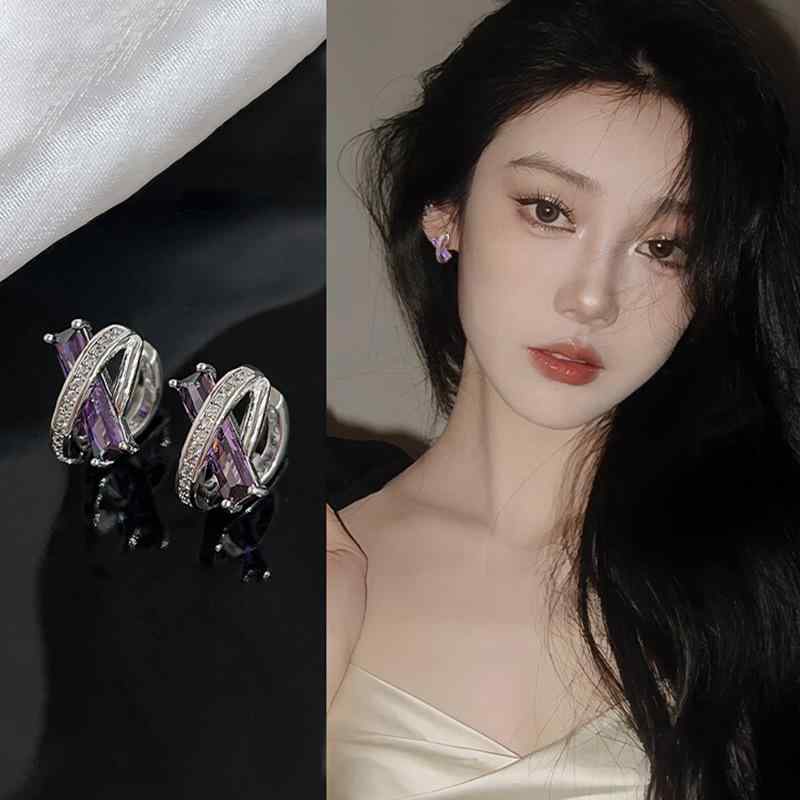 ピアス レディース 個性的 紫色 イヤリング アレルギー対応 電気メッキ加工 合金 普段使い パーティー