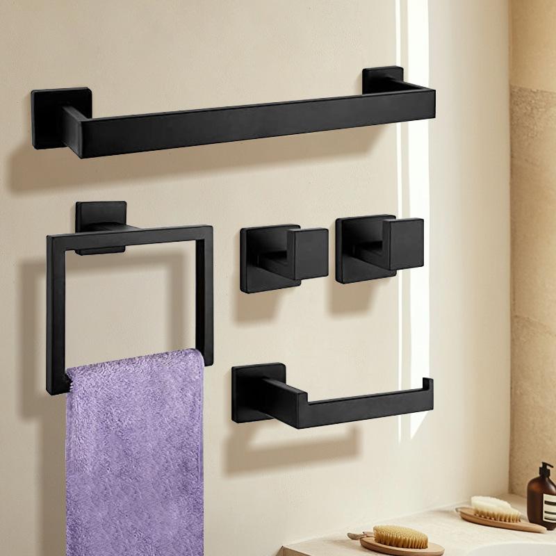 浴室収納 セット ステンレス製 壁掛け ラック タオル掛け ペーパーホルダー フック付き 銀色 黒色 金色