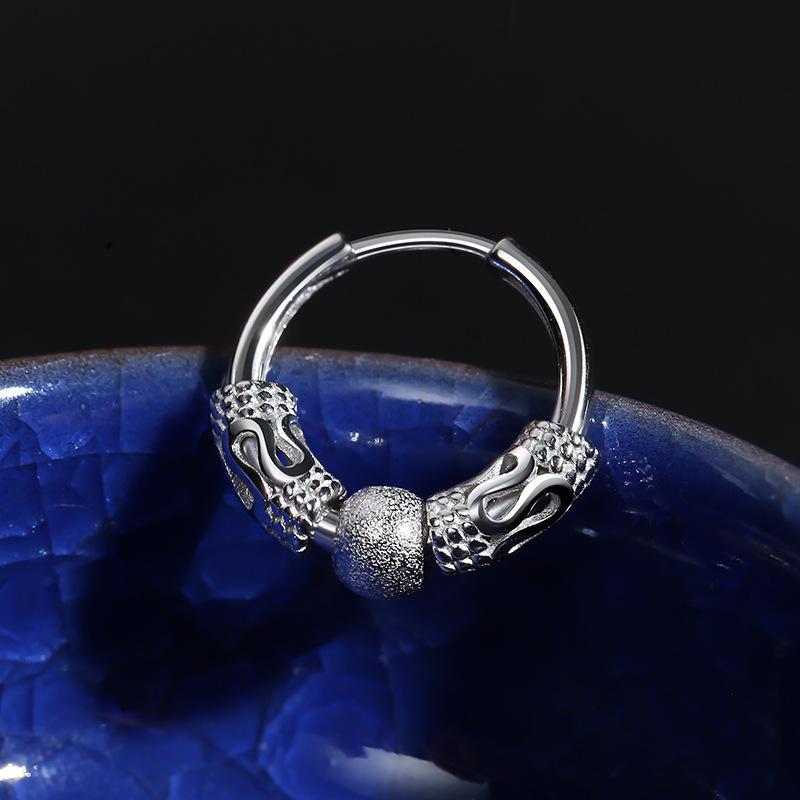 ピアス メンズ 男性用 シルバー S925 フープピアス リングピアス 潮 힙합 レトロ ヴィンテージ風 大 ছো..