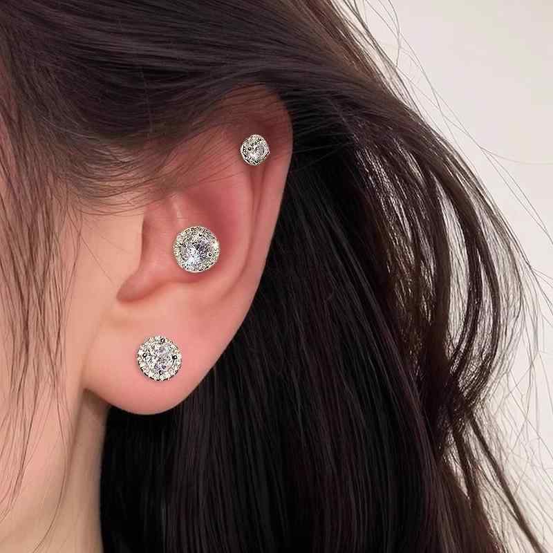 ピアス 男女兼用 個性的 ヒップホップ風 サークル ラウンド ジルコニア 電気メッキ加工 小さめ ミニ 普段使い パーティー