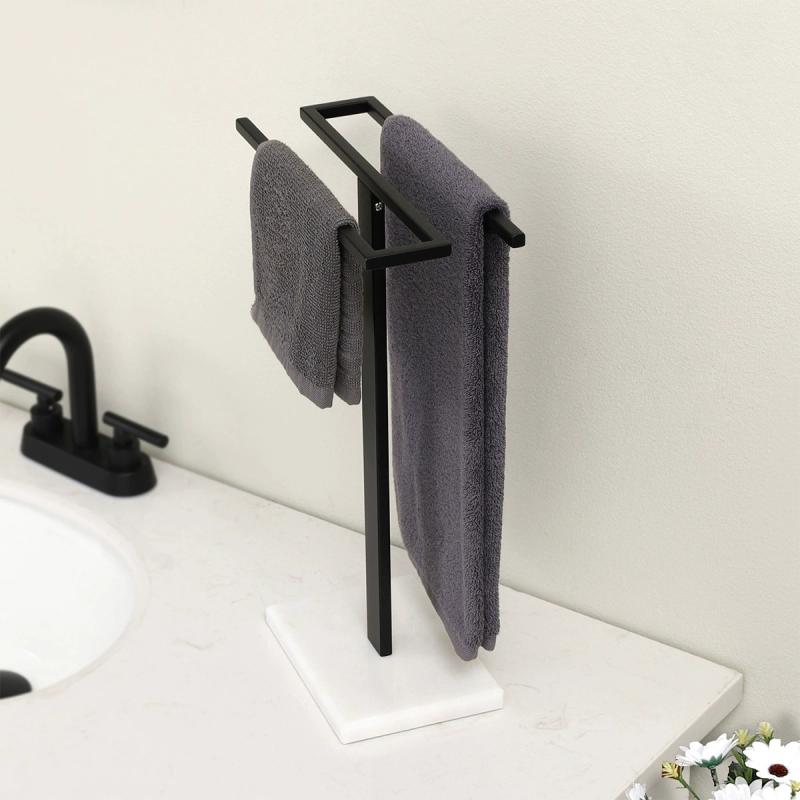 タオルハンガー 大理石ベース 304ステンレス 浴室 洗面所 キッチン 台所 壁掛け不要 自立式 S字フック ..