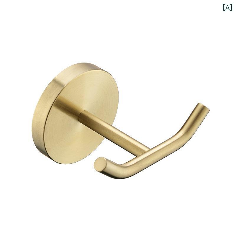 浴室用 ラック ホルダー タオル掛け ステンレス製 ラグジュアリー 衣類フック ペーパーホルダー モダン シンプル ブラッシュドゴールド